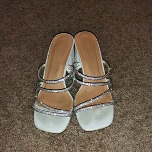 Elegant Silver Strappy Women's Heels